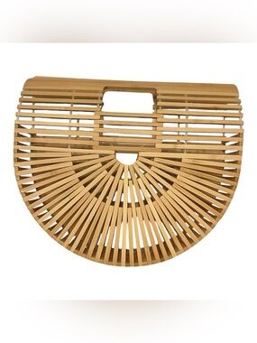 No Brand Natural Bamboo Ark Mini Half-Moon Handbag